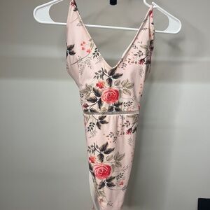 Cupshe Pink Floral V-Neck One-Piece Swimsuit